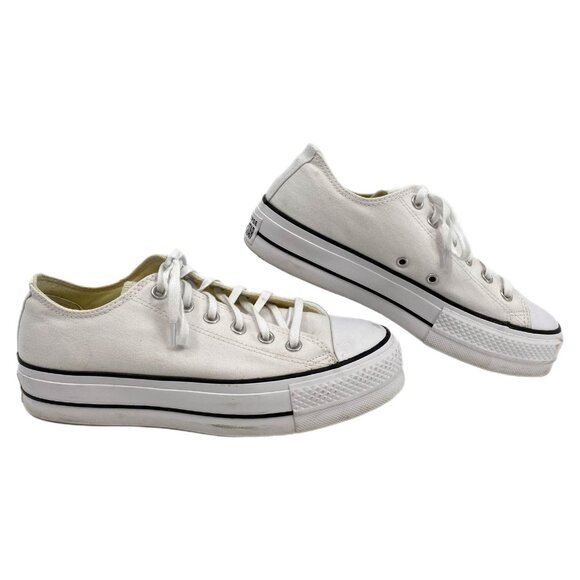 Converse White Platform Low Top Sneakers | Size 9 - Picture 1 of 5